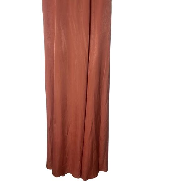 NWT Show Me Your Mumu Rustic Mauve Sheen Jenn Maxi Dress Small Deep V Neck Satin - Picture 4 of 13